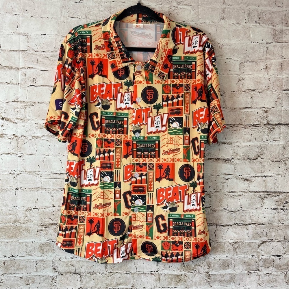San Francisco Giants Medium Short Sleeve Button Down Shirt MLB Beat LA Hawaiian